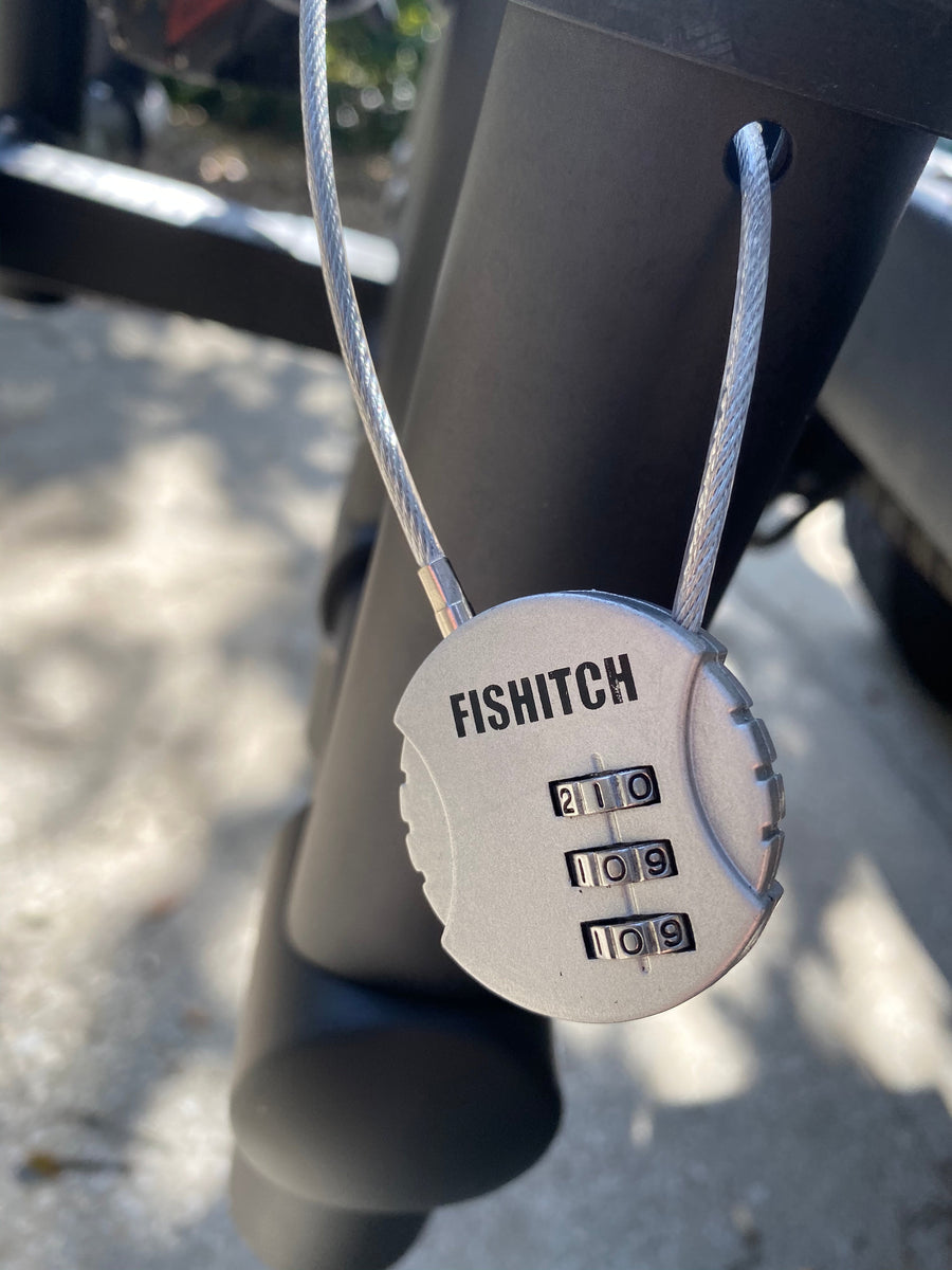 Fishitch custom combination cable lock for securing fishing gear during transport